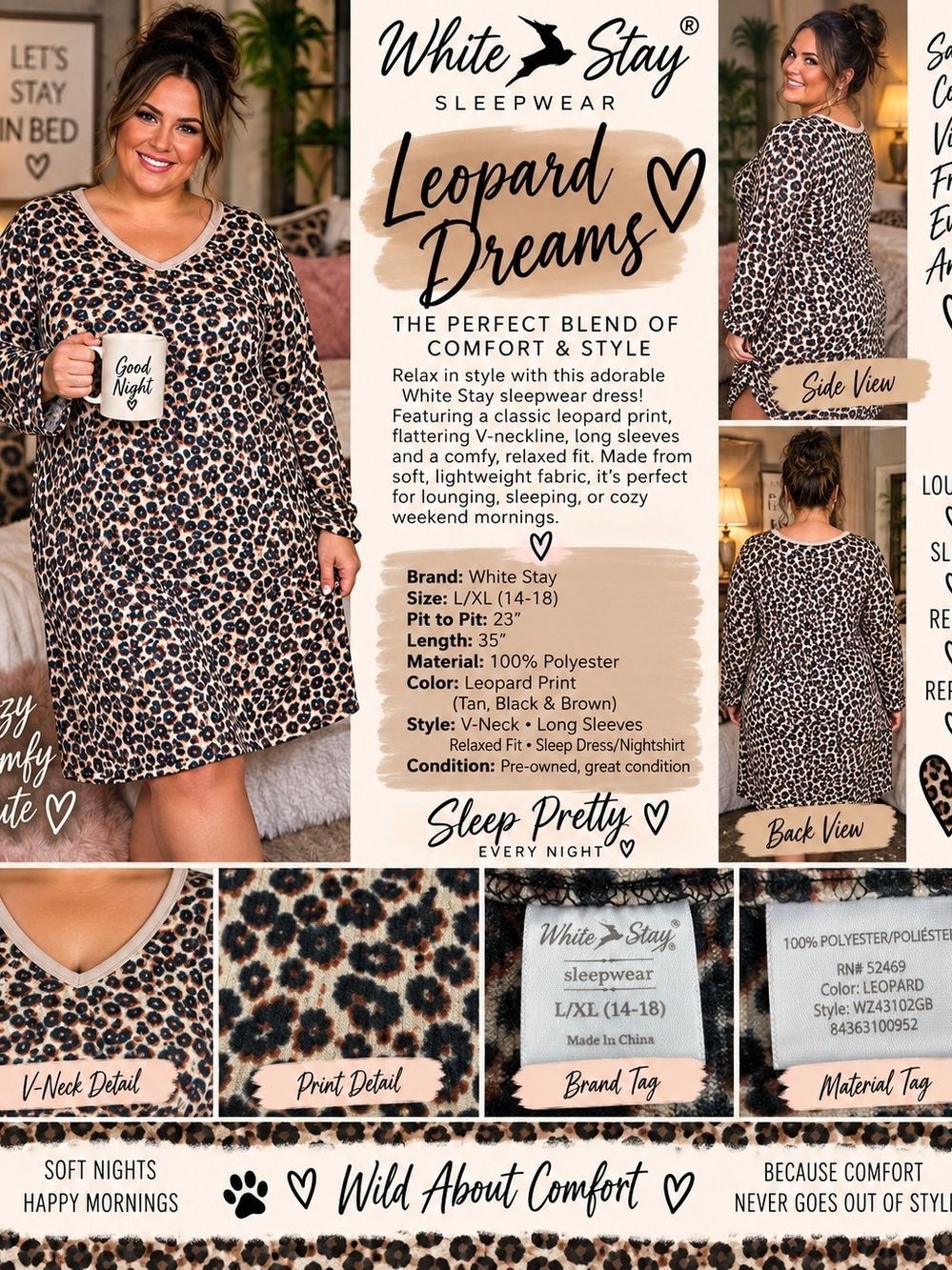P213 🐆 Wild About Comfort Leopard Sleep Dress